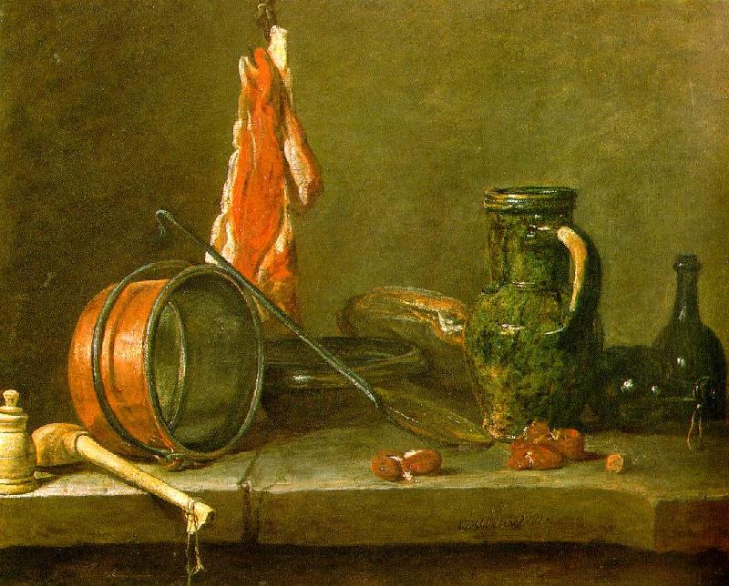 jean-Baptiste-Simeon Chardin A  Lean Diet with Cooking Utensils Sweden oil painting art